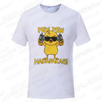 Pew Pew Madafakas Men's T-shirts Cute Chick Funny Graphic Tops Summer Short Sleeve Tees Trendy Streetwear Male Oversized Clothes