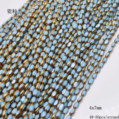 4x7mm 50pcs/lot Briolette Oval Glass Beads Plating Gold Color Crystal Glass Loose Spacer Beads For Beads for Jewelry Making DIY