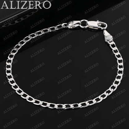 ALIZERO 925 Sterling Silver Bracelet 4/6/8/10/12mm Side Chain Bracelets For Men Women Fashion Fine Jewelry Wholesale