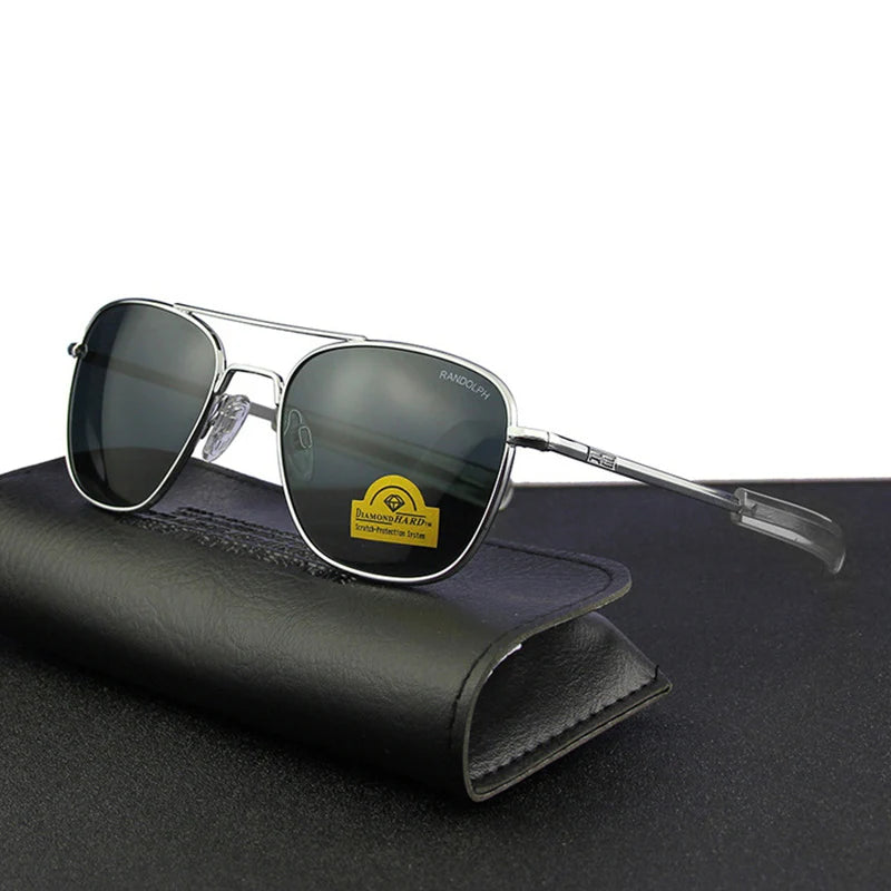 RE Sunglasses Men Top Quality Anti-Scratches American Army Military Mirror AGX Tempered Glass Lens Pilot Sun Glasses UV400