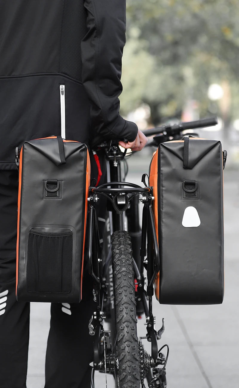 WEST BIKING Cycling Bicycle Bike Rear Seat Trunk Bag Large Capacity Panniers Reflective Rear Bag Waterproof Bicycle Storage Bag