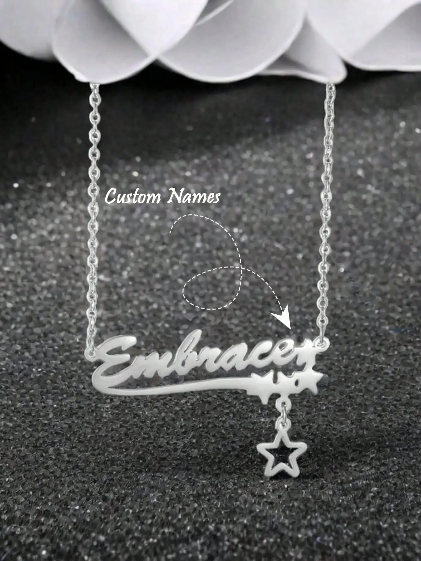  DOREMI Personalized Custom Necklace For Women Hollow Stars Pendant Customized Name Multiple Fonts To Choose For Gift Necklace