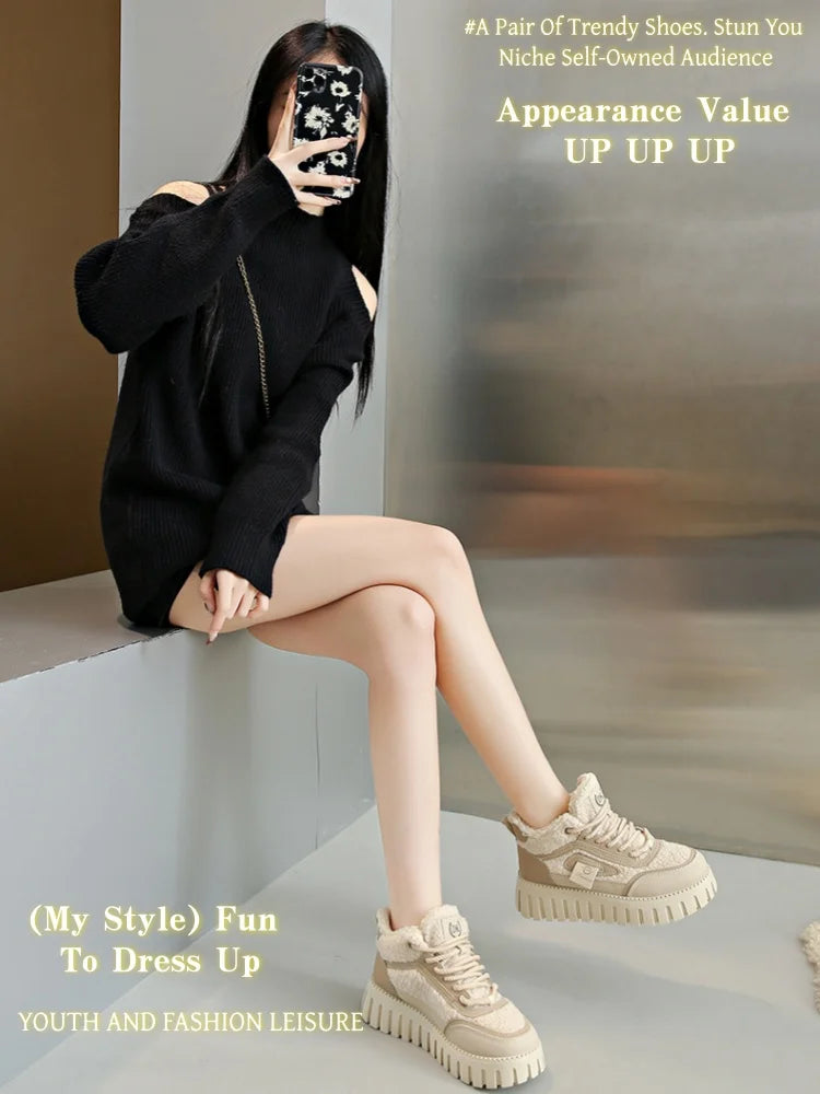 Fleece-Lined Warm High-Top Soft Men's Casual Sports Cotton Shoes Women's Anti-Slip Wear-Resistant