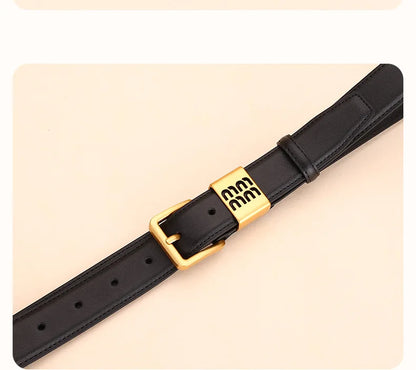 Genuine leather cowhide belt for women; versatile decorative waist belt with a sense of design; fashionable denim belt for ladie