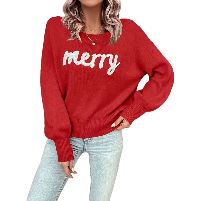 Pullover Sweater Round Neck Long Sleeve Loose Fit Elegant Style with 3d Letter or Number Text Women Sweaters and Pullovers