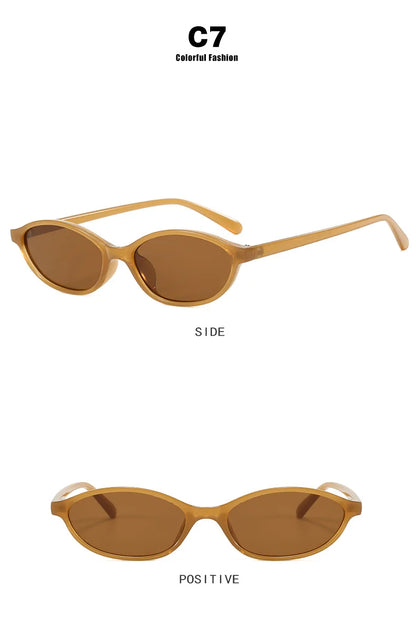 Cute Oval Small Frame Sunglasses Women New Retro Style Sexy brown Sun Glasses Ladies trendy Fashion Decorative Shades Eyeglass