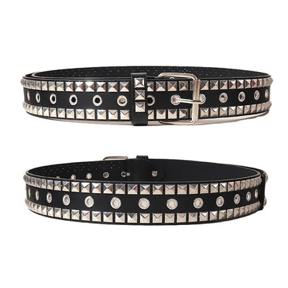 Black Belt for Women and Men, Unisex Personality Five-Pointed Star Studded Buckle Jeans Belt for Men Business style High Quality