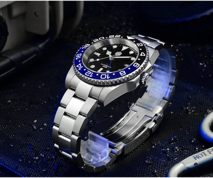 San Martin Luxury GMT Hangzhou 6460 Men Automatic Mechanical Watch Business Sports Waterproof 200m Sapphire Full Luminous SN0016