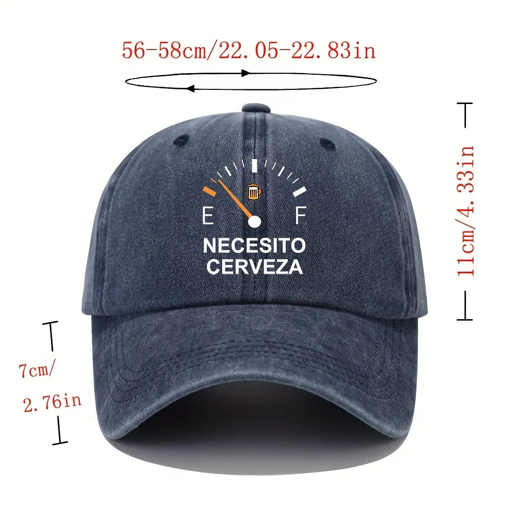NECESITO CERVEZA pattern printed vintage duckbill cap, fashionable retro curved brim baseball cap, casual outdoor sun hat