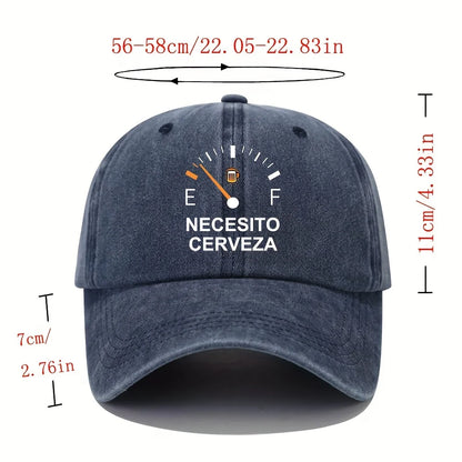 NECESITO CERVEZA pattern printed vintage duckbill cap, fashionable retro curved brim baseball cap, casual outdoor sun hat