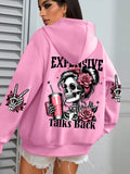 Expensive Talks Back Funny Printing Womens Hoodie Loose Multicolor Pullovers Fleece Autumn Sportswear Casual Pocket Hoody