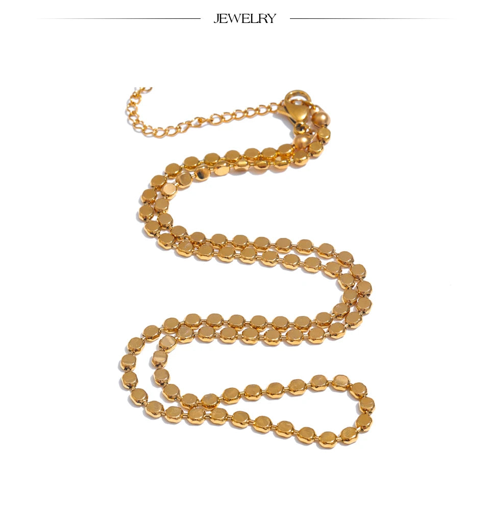 Yhpup Exquisite Stainless Steel Bright Square Chain Collar Necklace New Style 18K Real Gold Plated Daily Fashion Jewelry