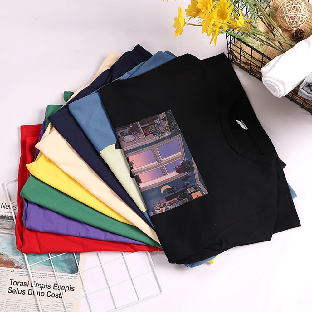 Rock Paper Scissors Funny Cat Print T Shirt Women Summer Soft Oversized Tops Fashion Casual Short Sleeve Street Cotton Tshirt