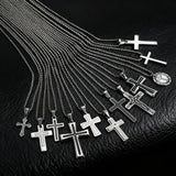 Basic Punk Cross Necklace for Men Boys,Stainless Steel Silver Color Cross Pendant Necklace,Christian Religious Jewelry Gift