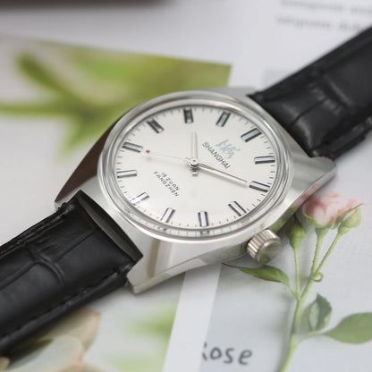 Shanghai Watches Sterile Dial Bauhaus Design 36mm Men's Mechanical Wristwatches Drop Shipper 7120