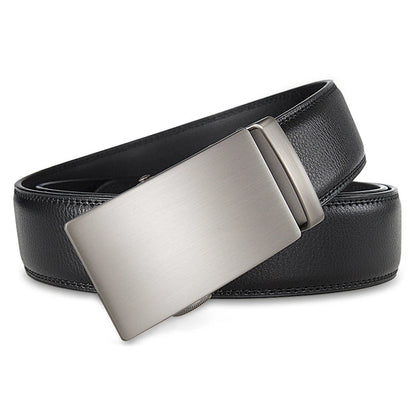 3.5cm High End Handsome Alloy Automatic Buckle Belt Men's Durability PU Leather Waistband Fashion Business Male Waist Straps