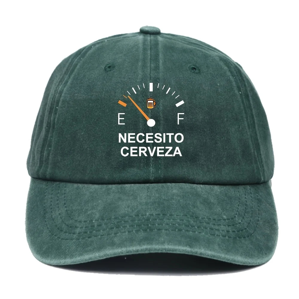 NECESITO CERVEZA pattern printed vintage duckbill cap, fashionable retro curved brim baseball cap, casual outdoor sun hat
