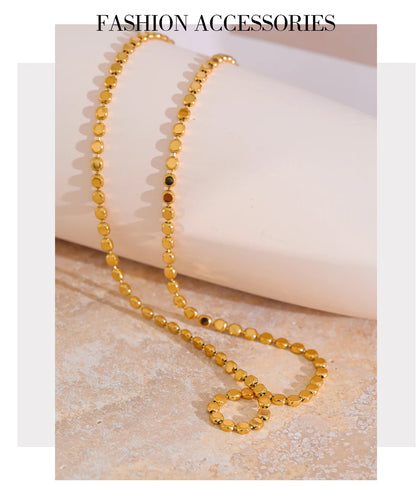 Yhpup Exquisite Stainless Steel Bright Square Chain Collar Necklace New Style 18K Real Gold Plated Daily Fashion Jewelry
