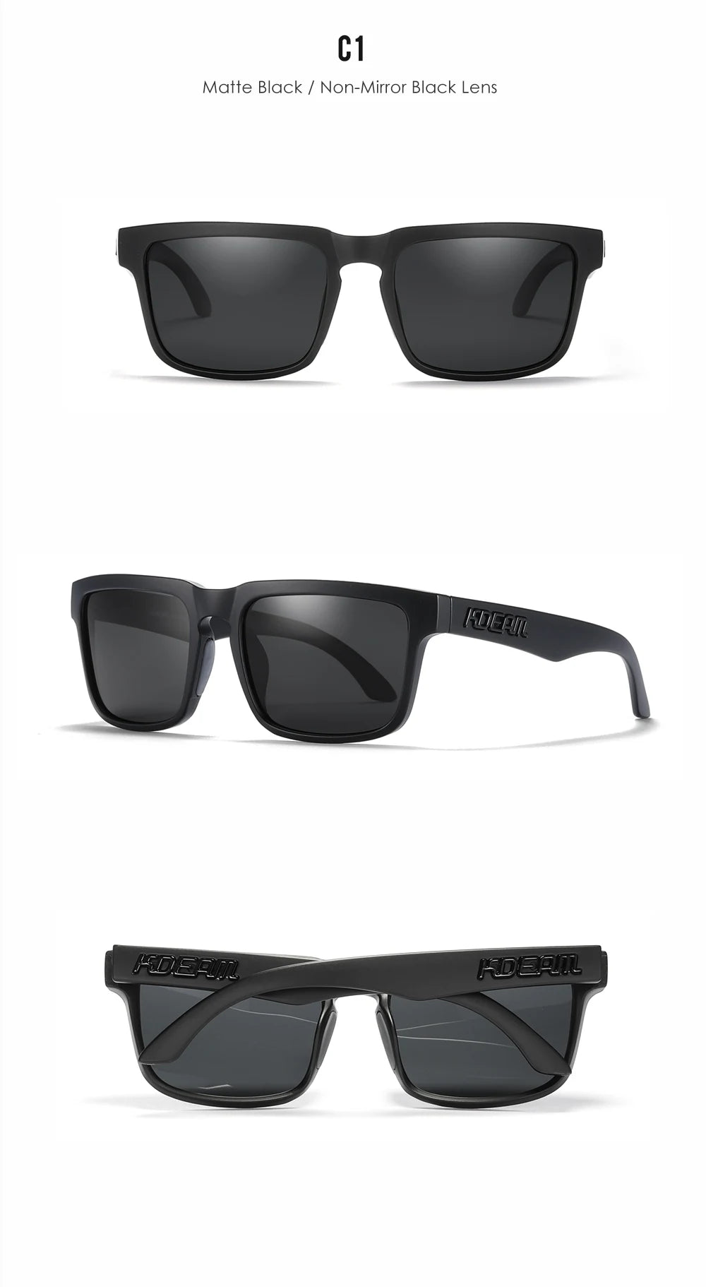 KDEAM Unisex Square Sunglasses Polarized Coated Lens Suitable For Driving Fishing Sunglasses Anti-Blue Light Computer Eyeglasses