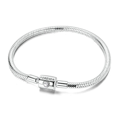 925 Sterling Silver Bracelets 17-20CM Original Golden Sparkling Heart Shaped Bracelet Fit DIY Charms Beads Fashion Women Jewelry