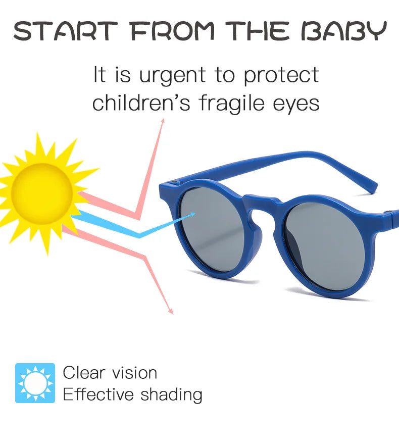New Fashion Children Glasses Vintage Round Outdoor Sun Protection Sunglasses Baby Girls Acrylic UV400 Sunglasses Kids Eyeglasses