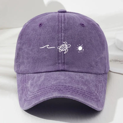 Turtle pattern printed baseball cap for daily casual style, men's and women's fashionable beach outdoor anti roll duckbill cap