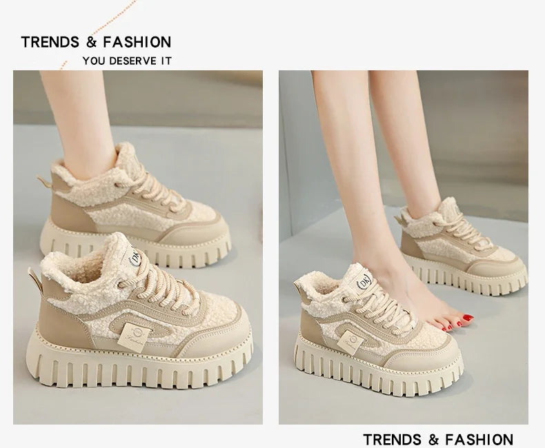 Fleece-Lined Warm High-Top Soft Men's Casual Sports Cotton Shoes Women's Anti-Slip Wear-Resistant