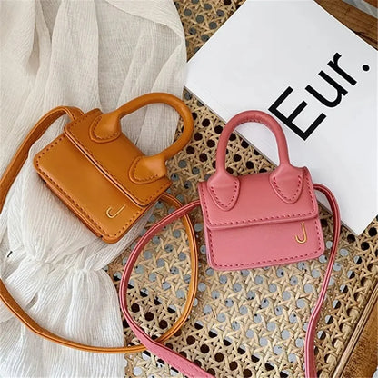 Kids Mini PU Leather Crossbody Bag Fashion Cute Little Girl Small Coin Pouch Purses Handbags Casual Toddler Purse Tote