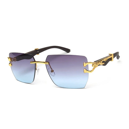 Rimless Square Leopard Frame Outdoor Sunglasses For Man Designer Gradient Sun Glasses Woman Fashion Vintage Luxury Eyewear