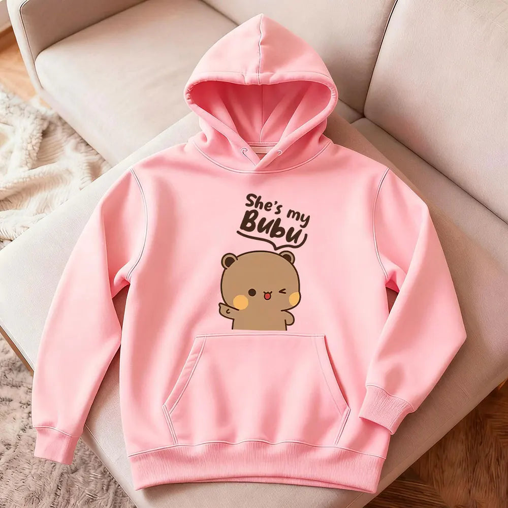 Bubu Dudu Bear Couple Hoodies Matching His and Hers Outfit Casual Cute Couple Outfits Fall Winter Men Women Daily Life Apparel