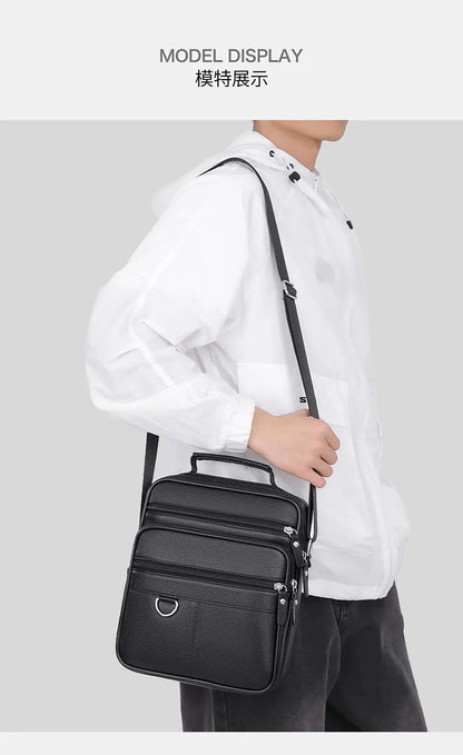 High quality genuine leather men's crossbody bag soft cowhide simple, casual, business style small shoulder bag for men Handbag