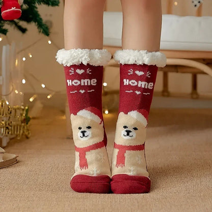 Christmas Gift Thermal Socks Women Winter Warm nightwear Plush Soft Floor Fuzzy Fluffy Fur Slipper Sock Thick Ladies Cute Cow