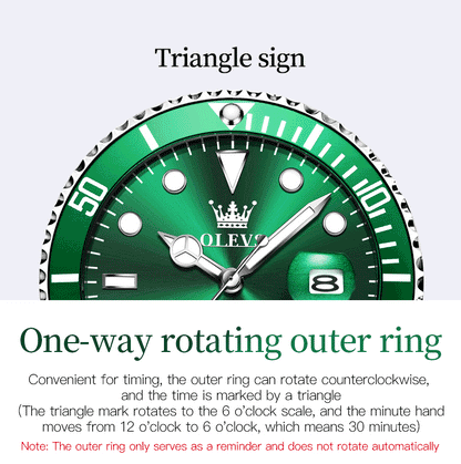 OLEVS Men's Watch Luxury Top Brand One-Way Rotating Outer Ring Design Quartz Watch for Men Auto Date Waterproof Wrist Watches