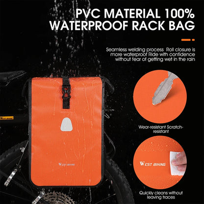 WEST BIKING Cycling Bicycle Bike Rear Seat Trunk Bag Large Capacity Panniers Reflective Rear Bag Waterproof Bicycle Storage Bag