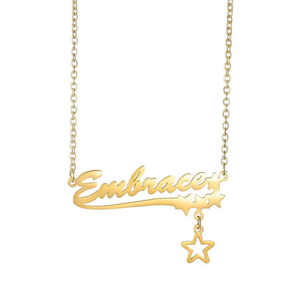  DOREMI Personalized Custom Necklace For Women Hollow Stars Pendant Customized Name Multiple Fonts To Choose For Gift Necklace