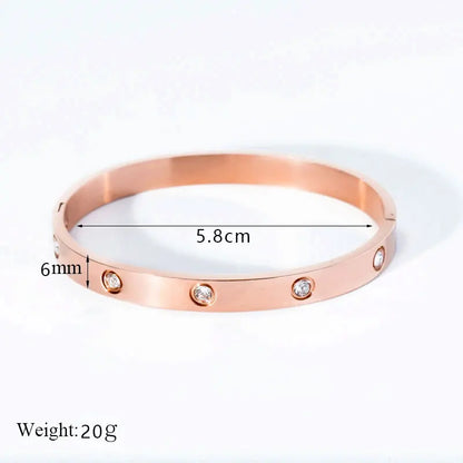 Fashion Design Gold Color Zircon And Cross Nut Nail Bangle Gold & Stainless Steel For Woman Bracelet buckle Classic jewelry