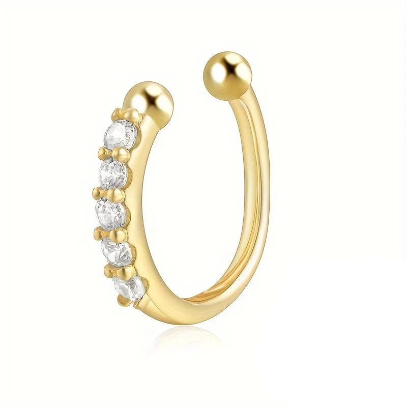 Fashion Copper Fake Nose Rings for Women Hypoallergenic Cartilage Cuff Earrings Falso Nose Piercing Jewelry