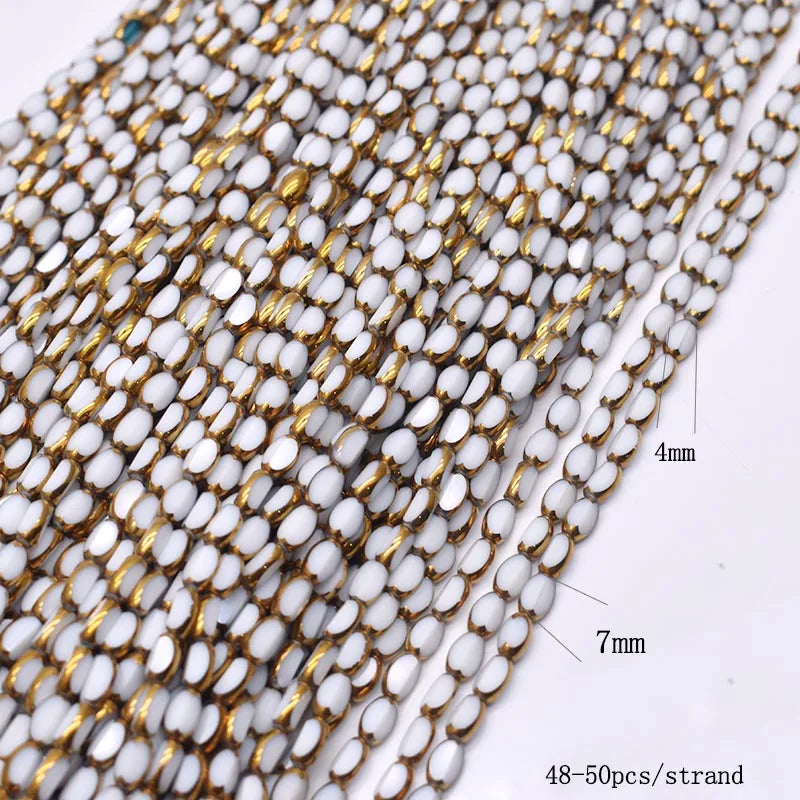 4x7mm 50pcs/lot Briolette Oval Glass Beads Plating Gold Color Crystal Glass Loose Spacer Beads For Beads for Jewelry Making DIY