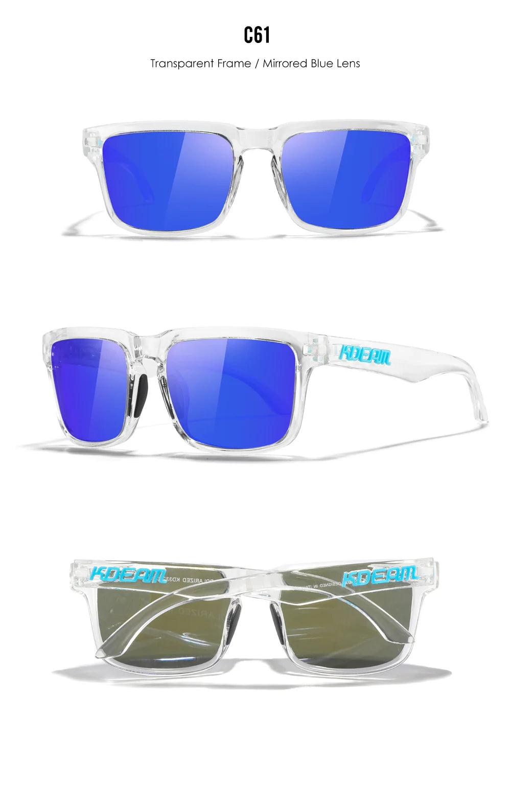 KDEAM Unisex Square Sunglasses Polarized Coated Lens Suitable For Driving Fishing Sunglasses Anti-Blue Light Computer Eyeglasses