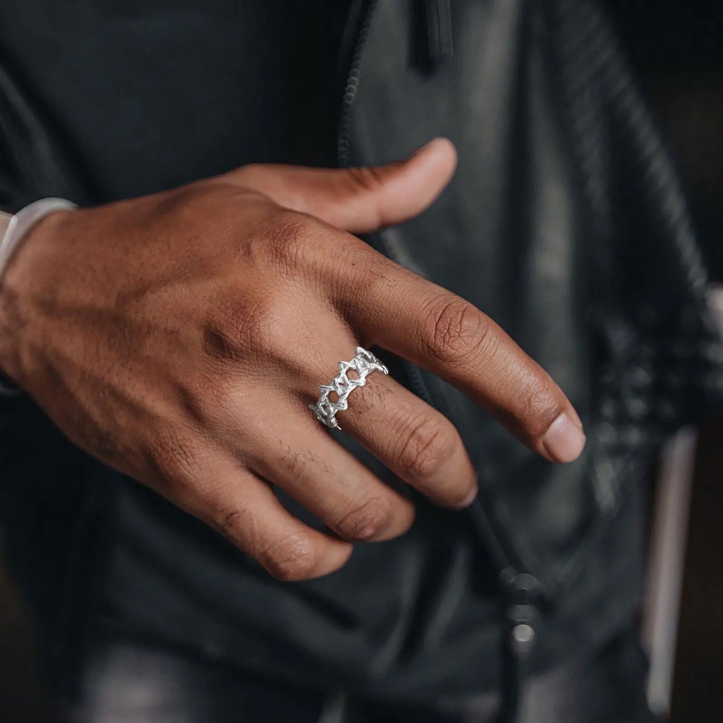 Personality Stainless Steel Irregular Thorns Ring for Men, Retro Punk Texture Six Pointed Star Ring, Geometric Hip-hop Jewelry