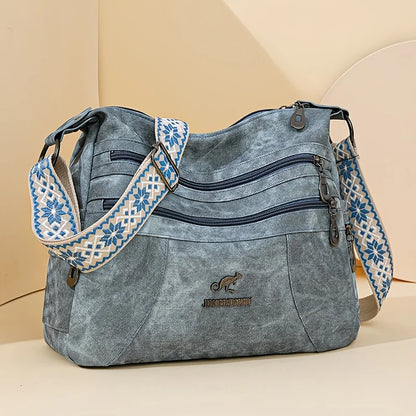 Vintage Style Shoulder Bag for Women Multi Layer Versatile Faux Leather Crossbody Bag Casual Handbag Purse with Zipper Closure