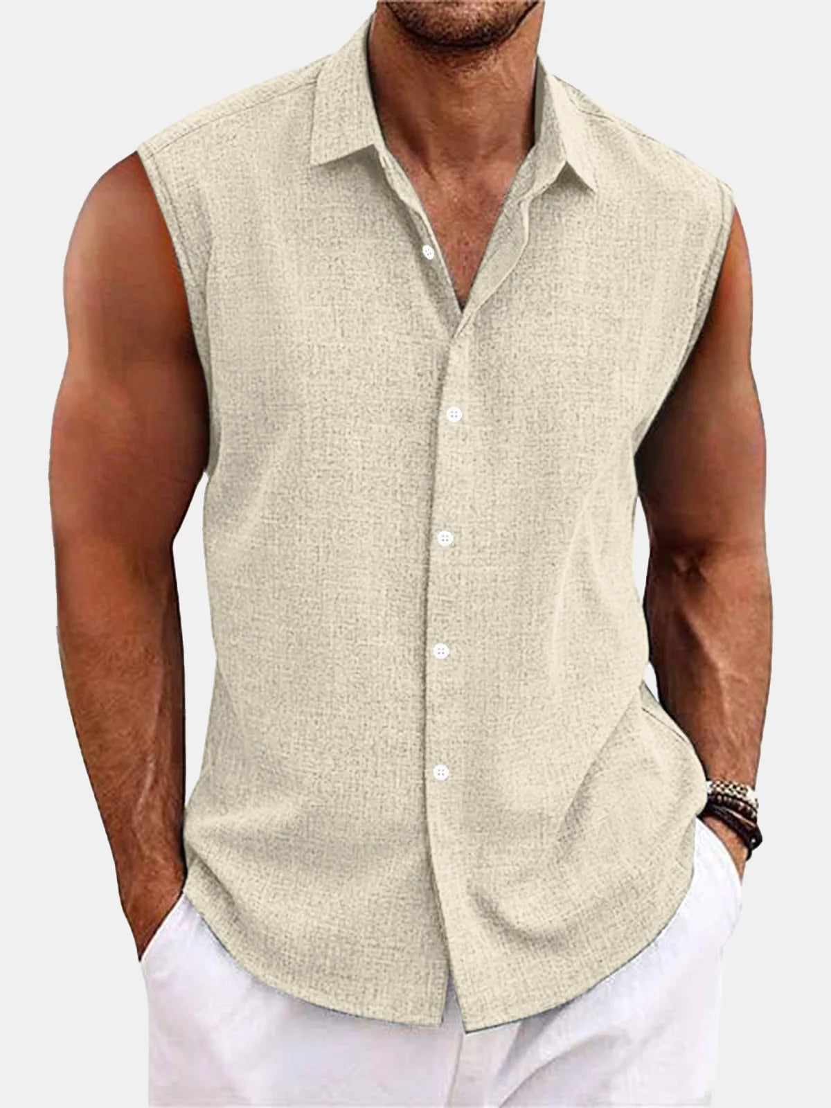 Men's Summer Short Sleeve Shirt Casual Solid Color Beach Top with Collar Lightweight Breathable Casual Button Up Shirts for Men