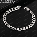 ALIZERO 925 Sterling Silver Bracelet 4/6/8/10/12mm Side Chain Bracelets For Men Women Fashion Fine Jewelry Wholesale
