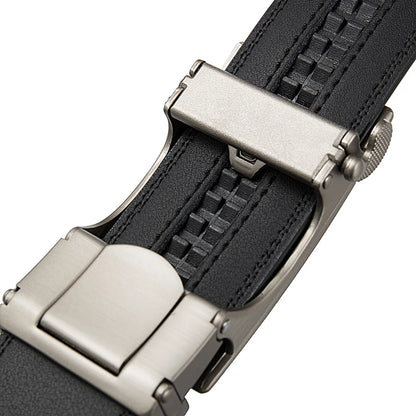 3.5cm High End Handsome Alloy Automatic Buckle Belt Men's Durability PU Leather Waistband Fashion Business Male Waist Straps