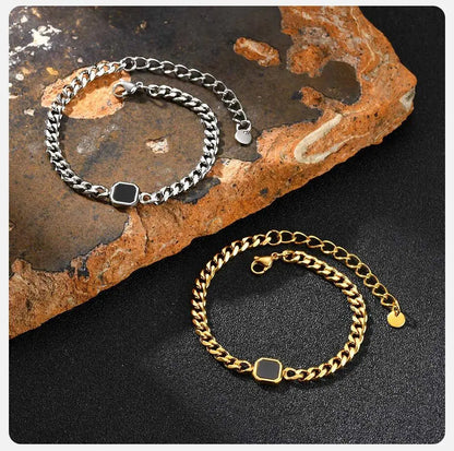 Vnox 5mm Width Adjustable Chain Bracelet for Men, Stainless Steel Acrylic Six-Sided Polished Jewelry Gifts for Husband Son‌ Him