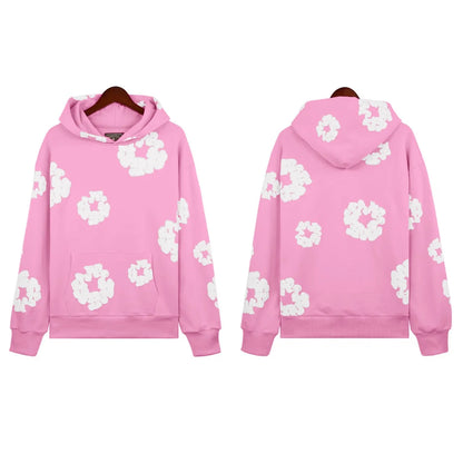 DENIM TEARSTHoodie Cross border European and American Hot selling Cotton Foam Printed Tears Hoodie Men's and Women's Hoodies