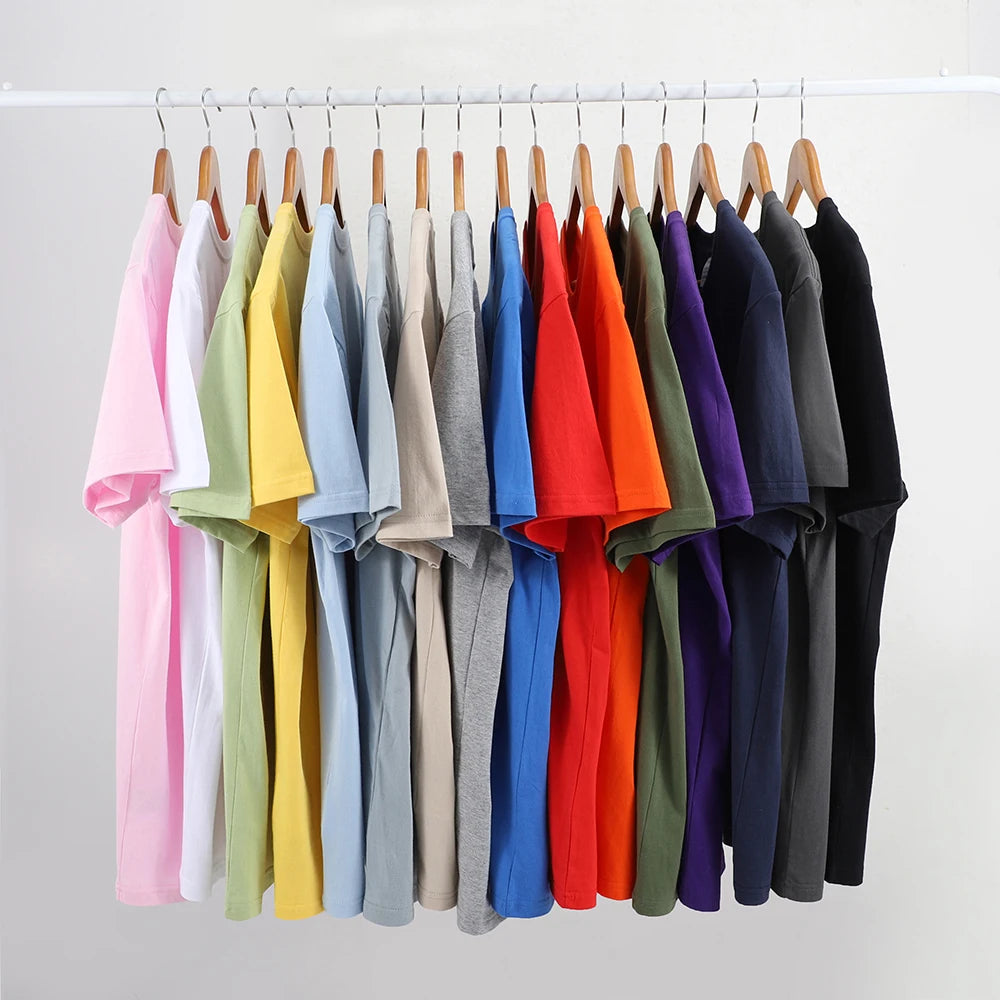 100% Cotton Solid Tshirts Men Woman Short Sleeve Fashion Brand Trend Casual Soft Clothing Tees Customized Products Summer Tops