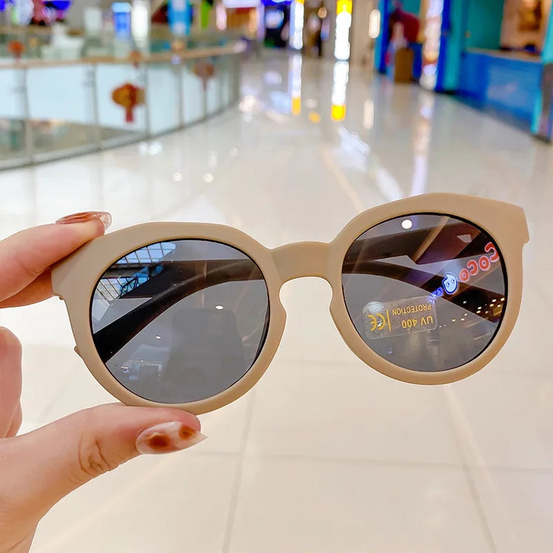New Fashion Children Glasses Vintage Round Outdoor Sun Protection Sunglasses Baby Girls Acrylic UV400 Sunglasses Kids Eyeglasses