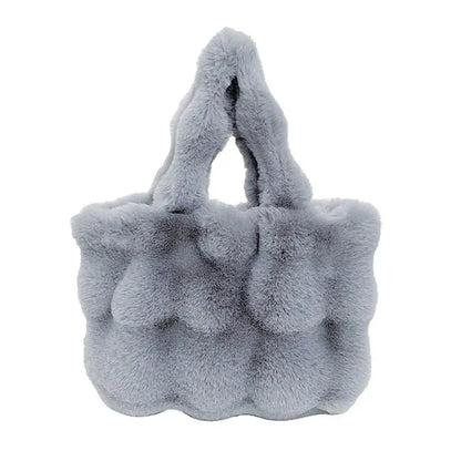 Women Plush Shoulder Bag Fluffy Handbag Large Capacity Casual Commuting Bag Furry Carrying Bag Soft Shopper Bag