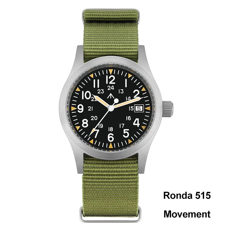 Militado ML05 38mm Quartz Watch Miyota 2035/Ronda 515 Movement Watches Domed Sapphire Crystal Luminous 100m Waterproof Watches